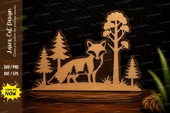Fox Forest Scene Laser Cut SVG Design fox forest svg, fox Product Image 1