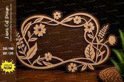 Floral Oval Frame Laser Cut SVG Design floral oval frame svg Product Image 1