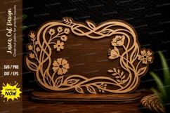 Floral Decorative Name Frame Laser Cut SVG Design floral Product Image 1