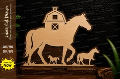Horse Barn Farm Scene Laser Cut SVG Design horse barn svg, Product Image 1