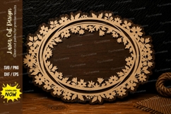 Ornate Floral Oval Frame Laser Cut SVG Design ornate floral Product Image 1