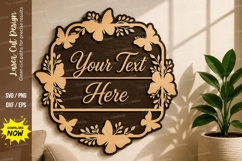 Floral Text Frame laser Cut svg Cutting file floral frame Product Image 1