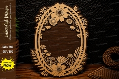 Vintage Floral Oval Frame Laser Cut SVG Design vintage flora Product Image 1