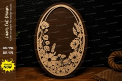 Botanical Oval Frame Laser Cut SVG Design botanical oval fra Product Image 1