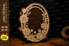 Daisy Oval Floral Frame Laser Cut SVG Design daisy oval fram Product Image 1