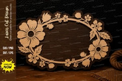 Large Daisy Oval Floral Frame Laser Cut SVG Design large dai Product Image 1