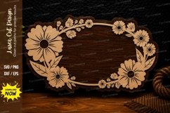 Elegant Daisy Oval Border Laser Cut SVG Design elegant daisy Product Image 1