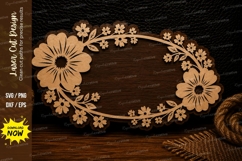 Decorative Oval Daisy Frame Laser Cut SVG Design decorative Product Image 1