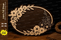 Floral Corner Oval Frame Laser Cut SVG Design floral corner Product Image 1