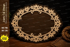 Wildflower Oval Border Laser Cut SVG Design wildflower oval Product Image 1
