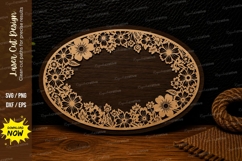 Elegant Botanical Oval Frame Laser Cut SVG Design elegant bo Product Image 1