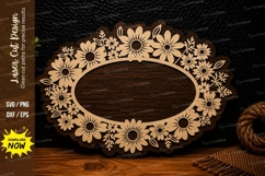 Sunflower Oval Floral Frame Laser Cut SVG Design sunflower Product Image 1
