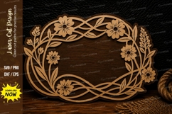 Botanical Oval Floral Frame Laser Cut SVG Design botanical Product Image 1