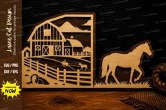 Farm Horse Barn Scene Laser Cut SVG Design farm horse svg, Product Image 1