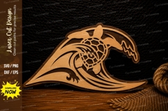 Sea Turtle Wave Laser Cut SVG Design sea turtle wave svg Product Image 1