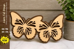 Butterfly Duo Laser Cut SVG | Elegant Butterfly Wall Art SVG Product Image 1