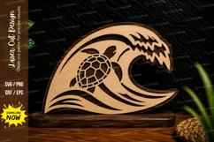 Sea Turtle Ocean Wave Laser Cut SVG Design sea turtle wave Product Image 1