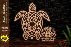 Mandala Sea Turtle with Flower Laser Cut SVG Design mandala Product Image 1