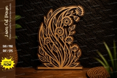 Floral Crescent Moon Laser Cut SVG Design floral crescent Product Image 1