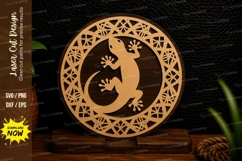 Gecko Mandala Circle Laser Cut SVG Design gecko mandala svg, Product Image 1