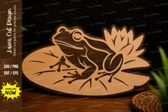 Frog on Lily Pad Laser Cut SVG Design frog lily pad svg, Product Image 1