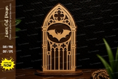 Gothic Arch Bat Window Laser Cut SVG Design gothic arch bat Product Image 1