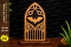 Gothic Bat Window Laser Cut SVG Design gothic bat window svg Product Image 1