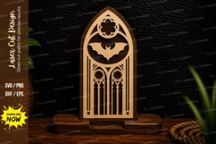 Minimal Gothic Bat Window Laser Cut SVG Design minimal gothi Product Image 1