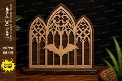 Triple Gothic Cathedral Bat Window Laser Cut SVG Design Product Image 1