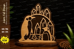 Penguin Mountain Scene Laser Cut SVG Design penguin mountain Product Image 1