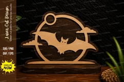 Bat Moon Landscape Laser Cut SVG Design bat moon landscape Product Image 1