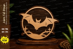 Bat Moon Landscape Circle Laser Cut SVG Design bat circle sv Product Image 1
