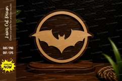 Bat Moon Landscape Circle Laser Cut SVG Design bat moon land Product Image 1