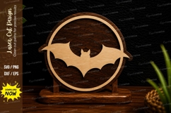 Bat Moon Landscape Circle Laser Cut SVG Design bat moon land Product Image 1