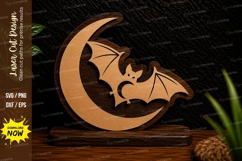 Bat Moon Landscape Circle Laser Cut SVG Design bat moon land Product Image 1