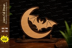 Bat Moon Landscape Circle Laser Cut SVG Design bat moon land Product Image 1