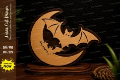Bat Moon Landscape Circle Laser Cut SVG Design bat moon land Product Image 1