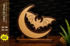 Bat Moon Landscape Circle Laser Cut SVG Design bat moon land Product Image 1