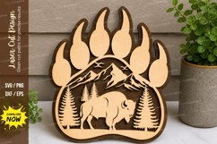 Bear Paw Mountain Scene laser Cut svg Cutting file bear paw Product Image 1