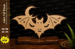 Flying Bat with Crescent Moon Laser Cut SVG Design flying Product Image 1