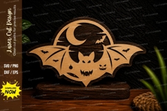 Moon Bat Silhouette Laser Cut SVG Design moon bat silhouette Product Image 1