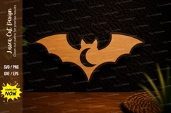 Decorative Crescent Moon Bat Laser Cut SVG Design decorative Product Image 1