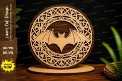 Mandala Bat Circle Laser Cut SVG Design bat mandala svg, Product Image 1