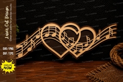 Music Heart Staff Laser Cut SVG Design music heart staff svg Product Image 1