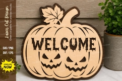 Welcome Halloween Pumpkin laser Cut svg Cutting file welcome Product Image 1