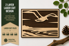 Seagull Ocean Scene Laser Cut SVG Design seagull svg, ocean Product Image 1
