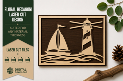 Lighthouse Sailboat Laser Cut SVG Design lighthouse svg Product Image 1