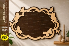 Butterfly Floral Frame laser Cut svg Cutting file butterfly Product Image 1