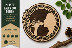 Singer Microphone Circle Laser Cut SVG Design singer svg, Product Image 1