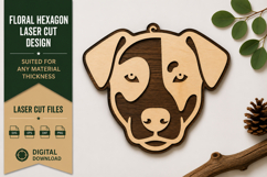 Dog Portrait Ornament Laser Cut SVG Design dog portrait svg, Product Image 1